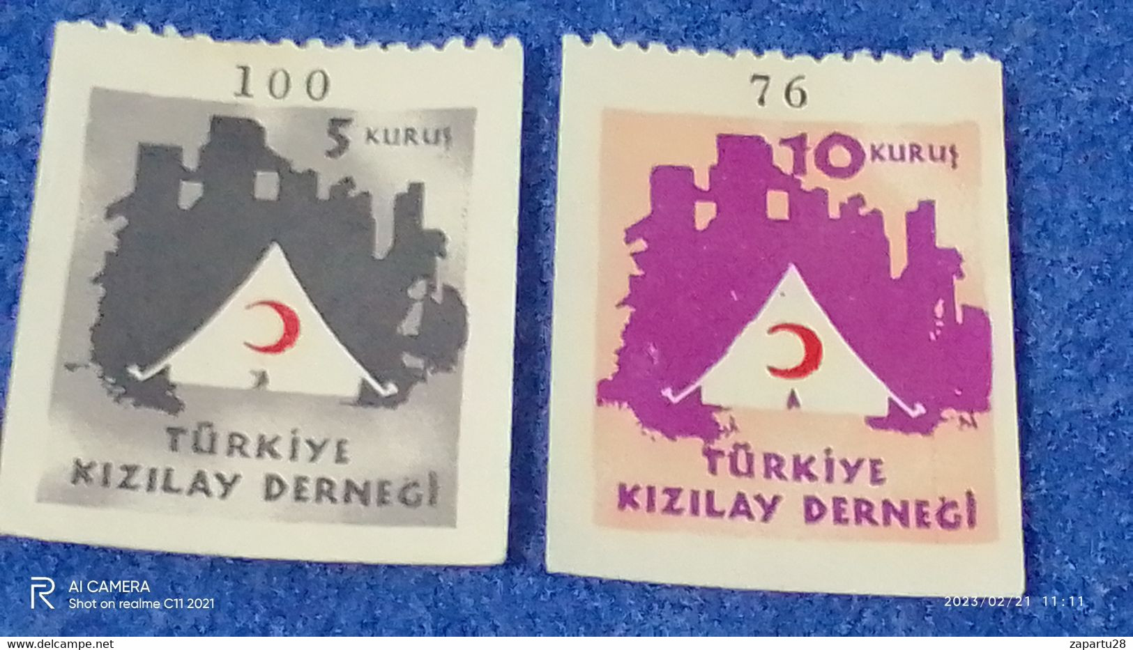 TÜRKEY--YARDIM PULLARI-1950-60- KI9ZILAY DERNEĞİ   (*) - Charity Stamps