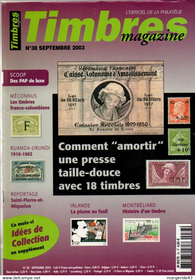 TIMBROSCOPIE N°38 SEPTEMBRE 2003 - Français (àpd. 1941)