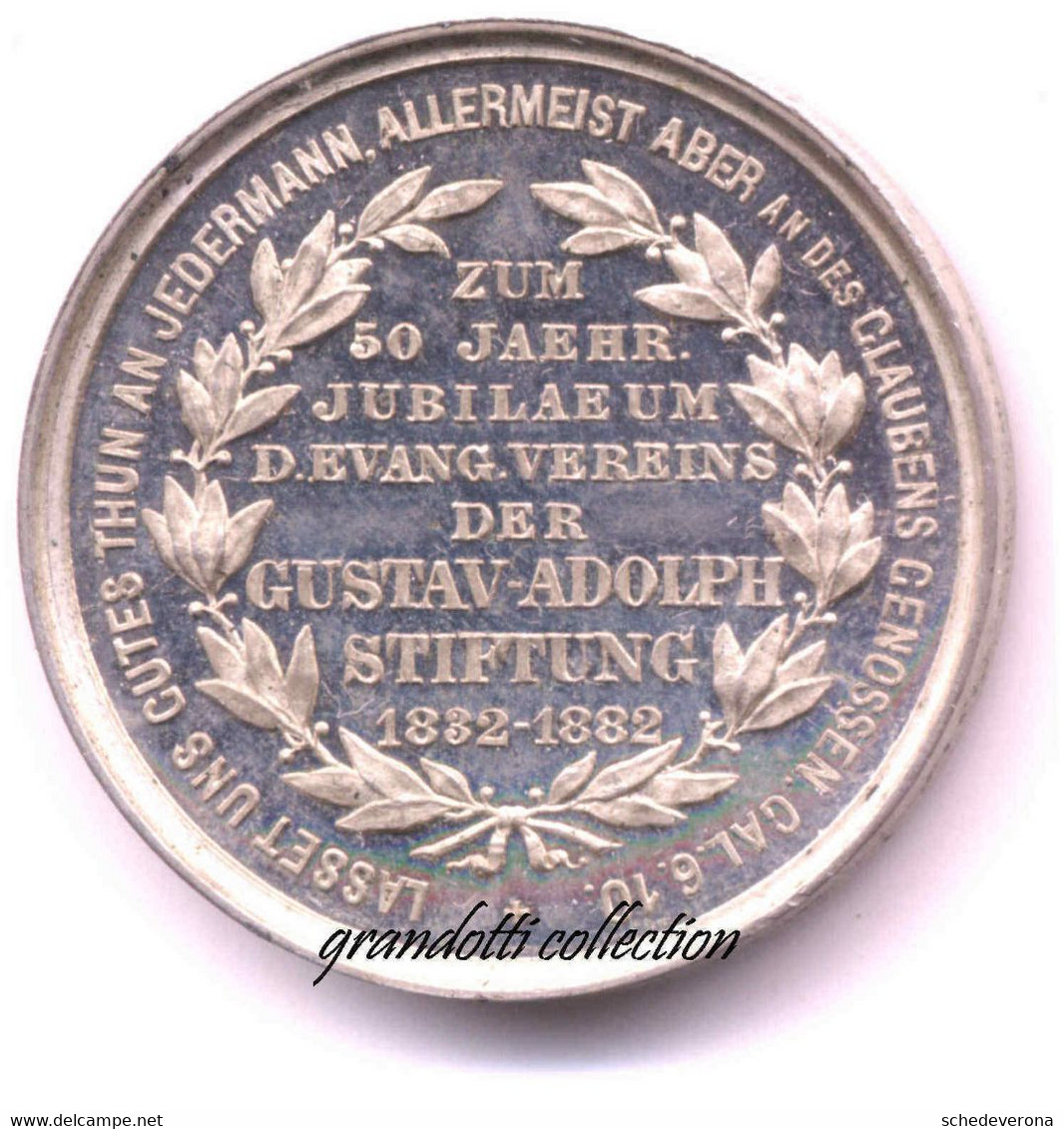 GUSTAV ADOLPH RE DI SVEZIA 1882 MEDAGLIA 50 ASSOCIAZIONE ASSISTENZA PROTESTANTE - Royal / Of Nobility