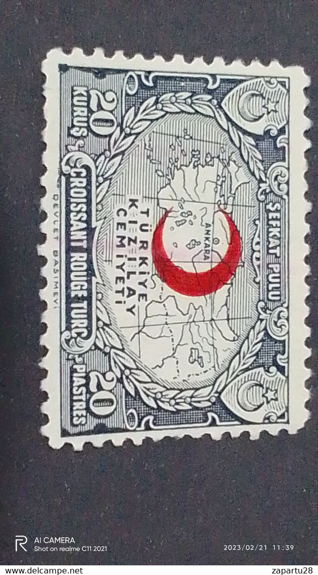 TÜRKEY--YARDIM PULLARI-1930-40-KIZILAY CEMİYETİ  20 PİASTRE   (*) - Timbres De Bienfaisance