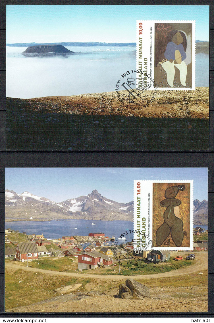 Greenland 1997.  Paintings. Michel 310 - 311  Maxi Cards. - Maximum Cards