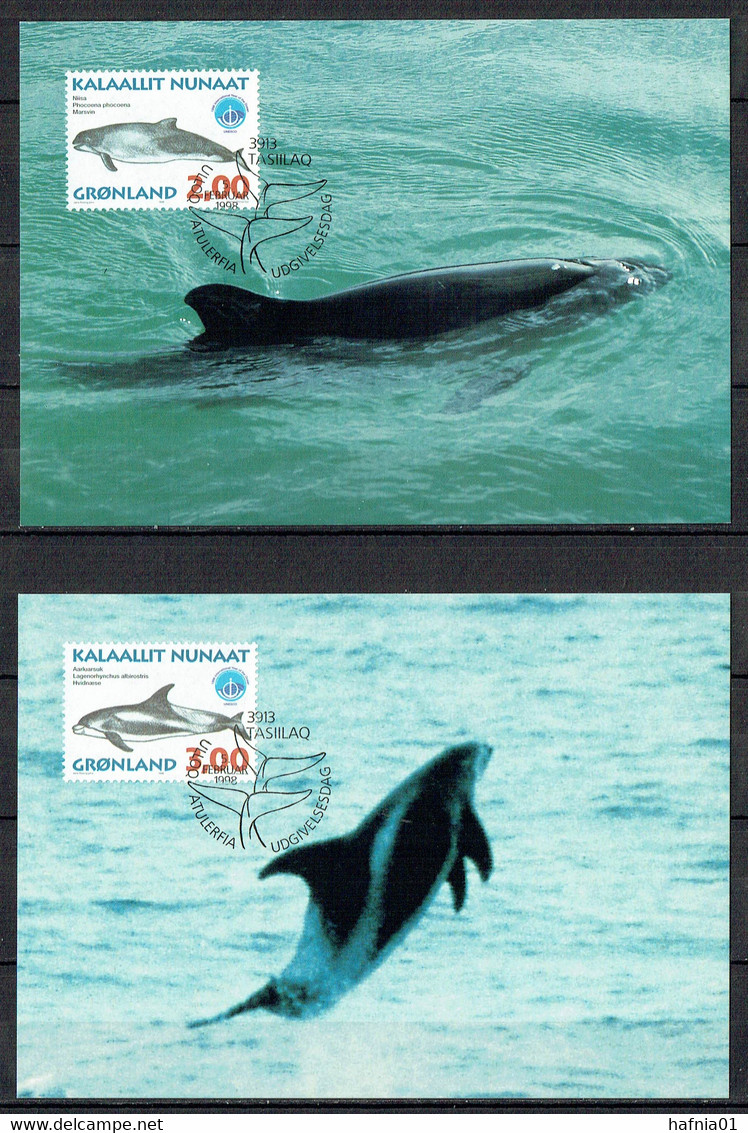 Greenland 1998.  Greenlandic Whales. Int. Ocean Year.. Michel 316y - 321y Maxi Cards. - Cartes-Maximum (CM)