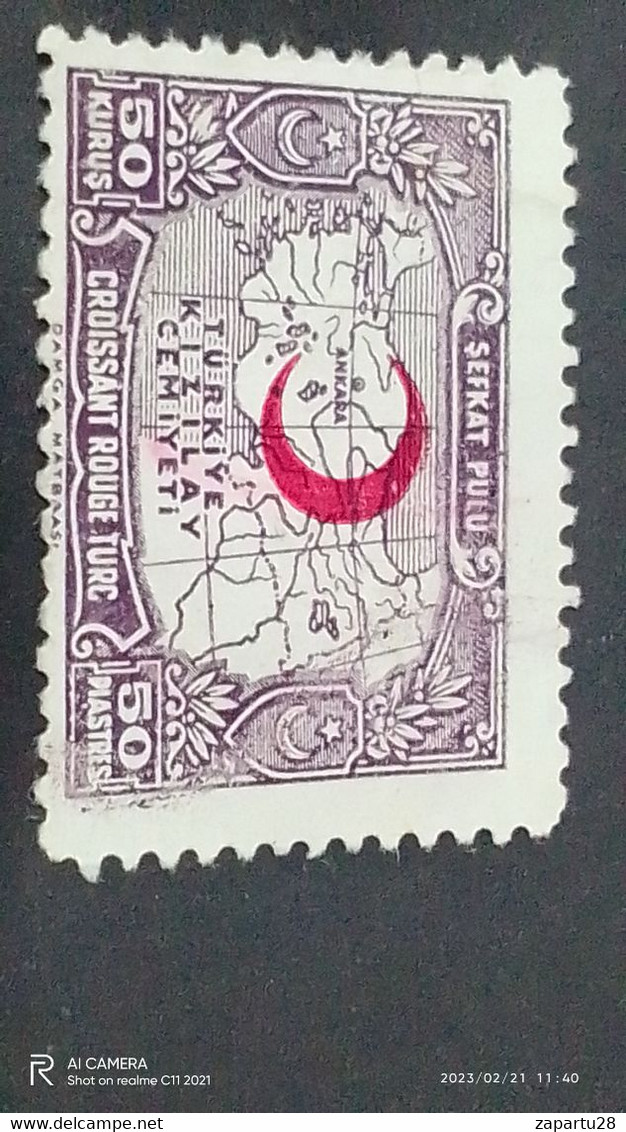 TÜRKEY--YARDIM PULLARI-1930-40-KIZILAY CEMİYETİ  50 PİASTRE   (*) - Timbres De Bienfaisance