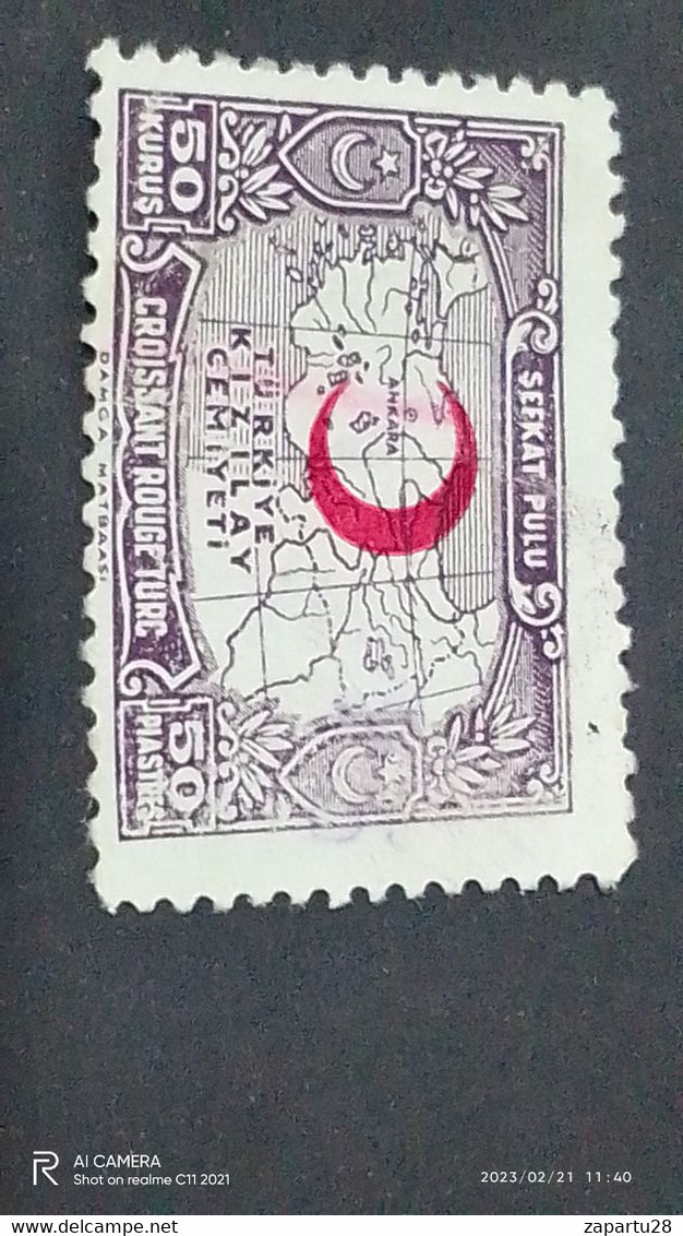 TÜRKEY--YARDIM PULLARI-1930-40-KIZILAY CEMİYETİ  50 PİASTRE   (*) - Timbres De Bienfaisance