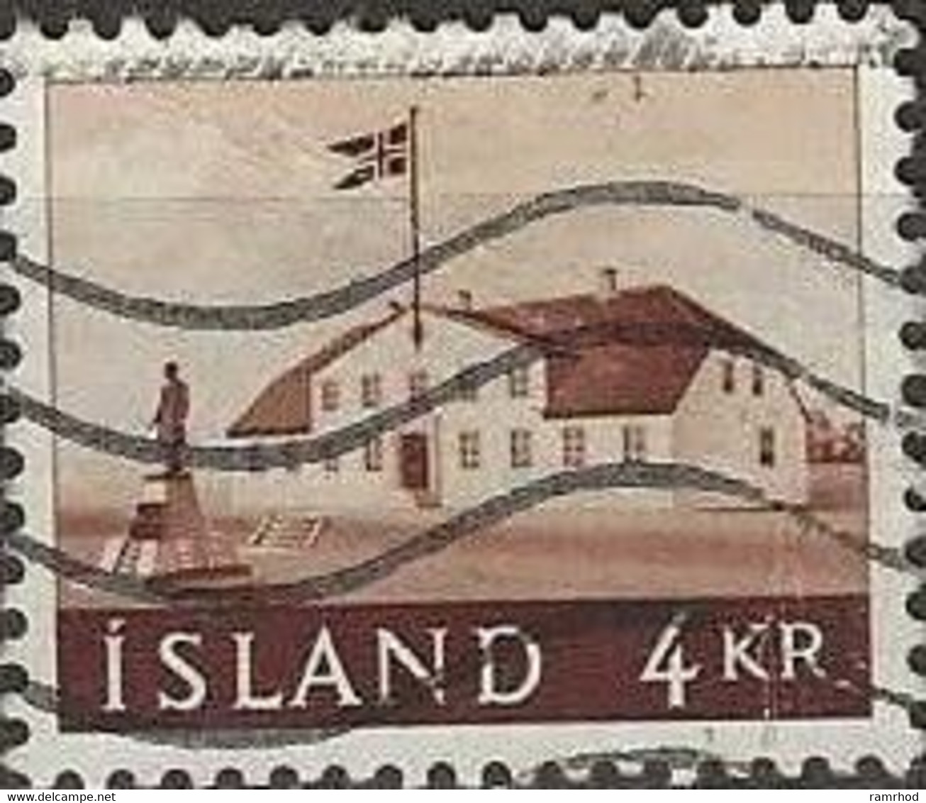 ICELAND 1958 Old Government House - 4k. - Brown FU - Oblitérés