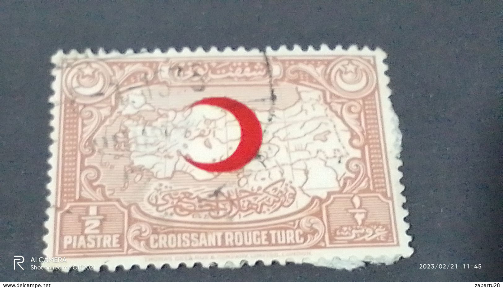 TÜRKEY--YARDIM PULLARI-1928  RED CRESENT 0.50 PİASTRE  DAMGALI - Wohlfahrtsmarken