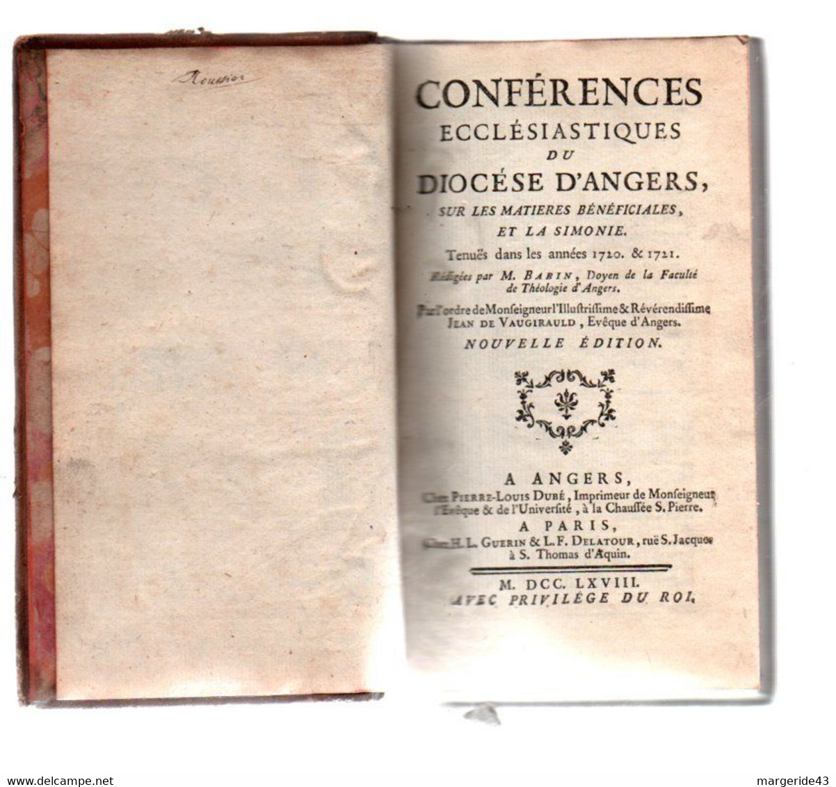 15 VOLUMES CONFERENCES ECCLESIASTIQUES DU DIOCESE D'ANGERS 1778 SUR LE SACREMENT DE L'ORDRE