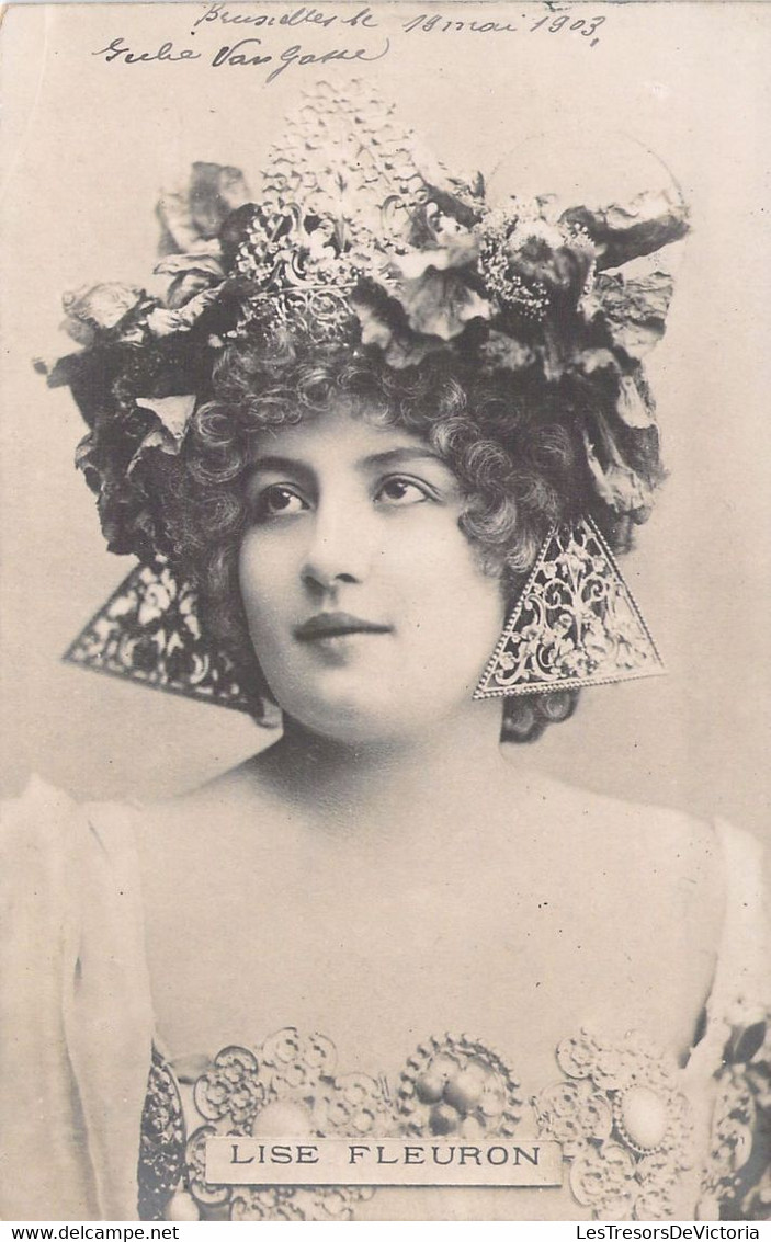 MUSIQUE - Artiste - LISE FLEURON - Chapeau - Boucle Géométrique - Triangle - Lyrique - Carte Postale Ancienne - Música Y Músicos