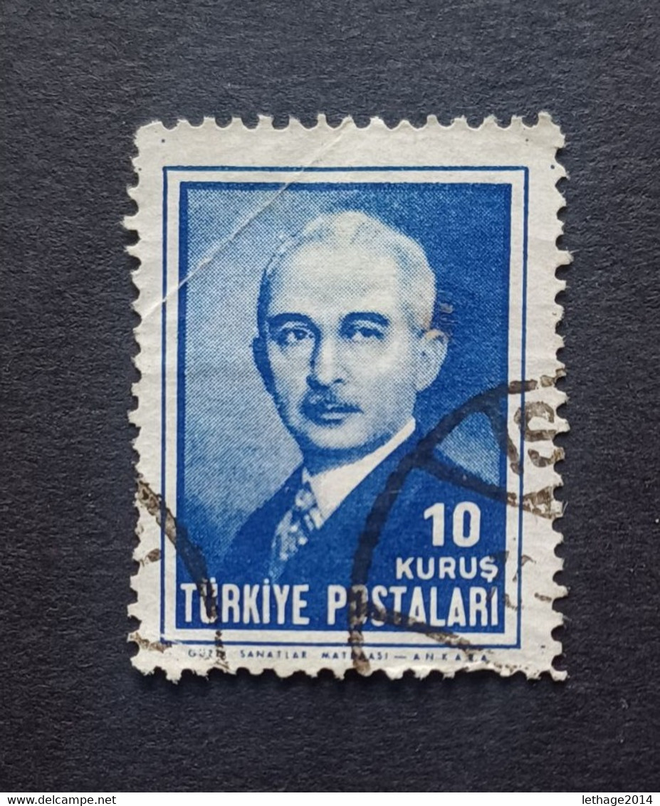 OTTOMAN العثماني التركي Türkiye 1946 EFFIGY OF THE ISMET PRESIDENT COLOR ERROR ROYAL BLUE INSTEAD OF SLATE 7 SCANNER - Gebruikt