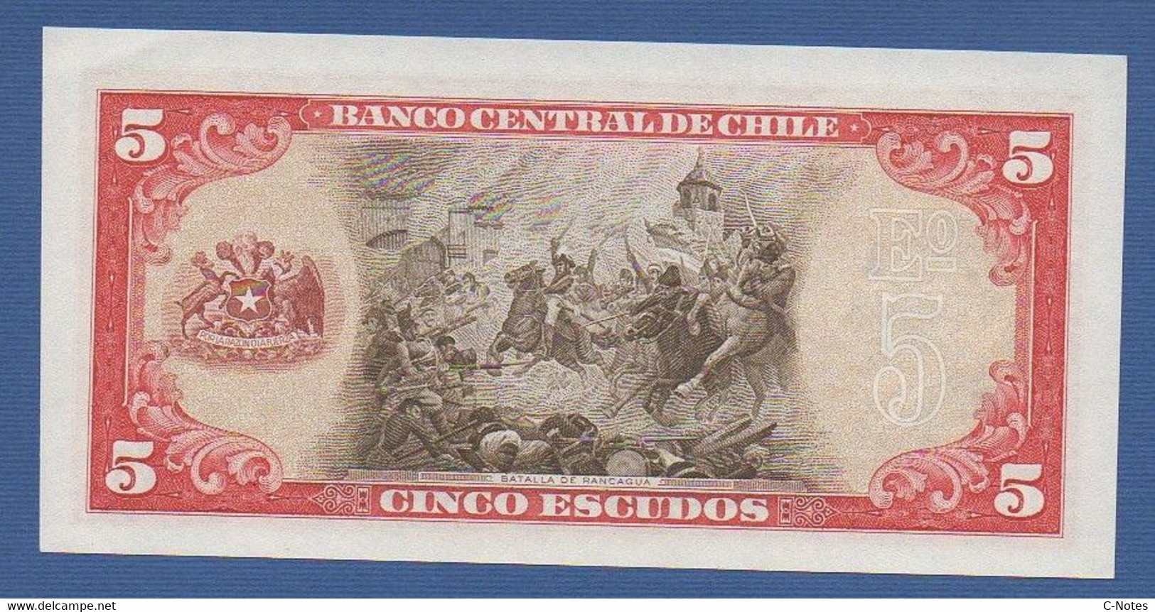 CHILE - P.138 (6) – 5 Escudos ND 1964 UNC, Serie E1 0913292 - Chili