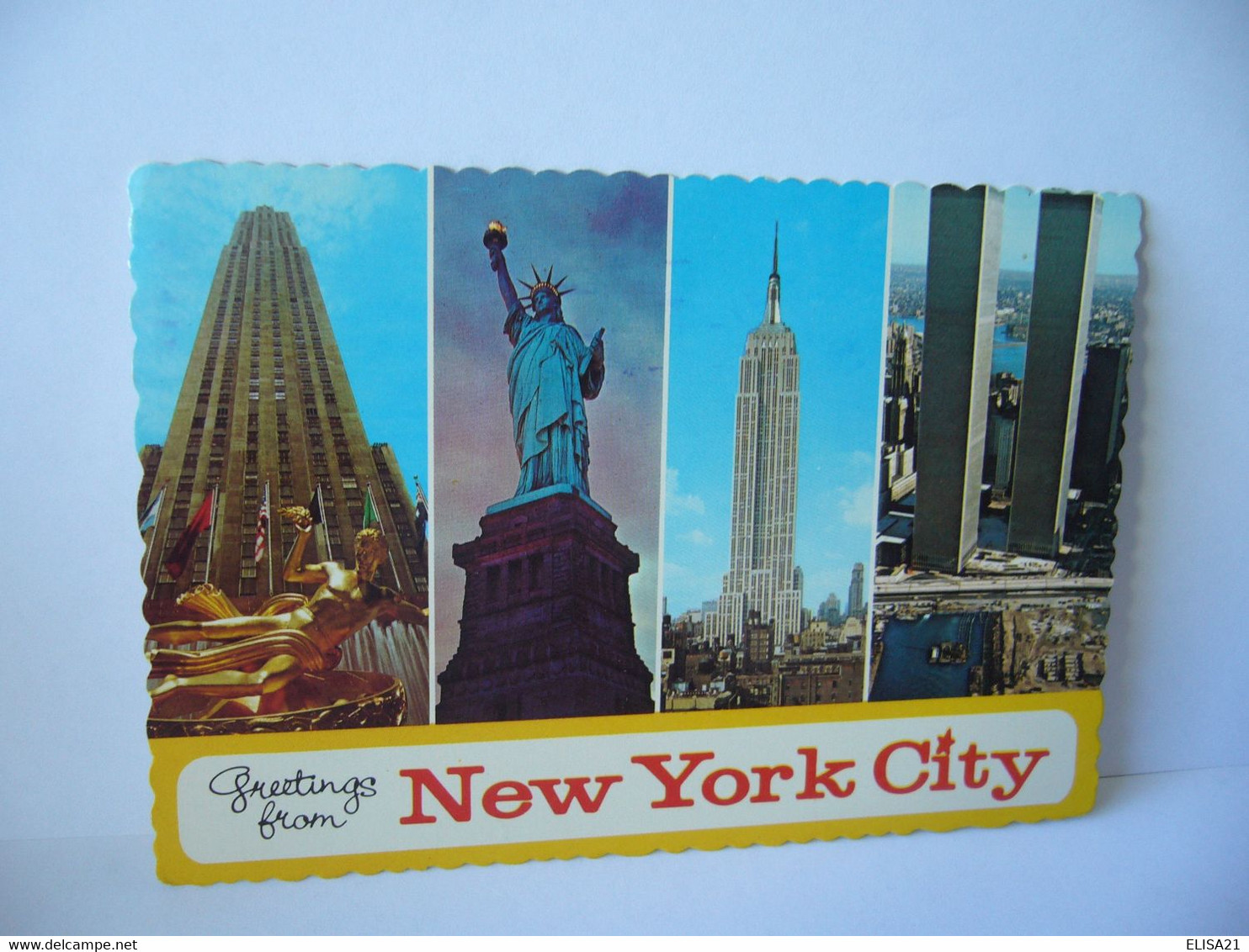 GREETING FROM NEW YORK CITY  ETATS UNIS THE WONDER CITY CPM 1982 MANHATTAN POST CARD PUB - World Trade Center