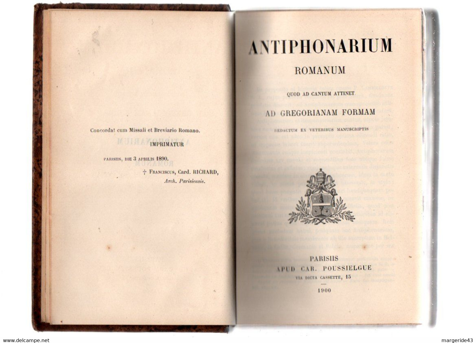 1890 ANTIPHONARIUM ROMANUM LE PUY  EN LATIN - Livres Anciens