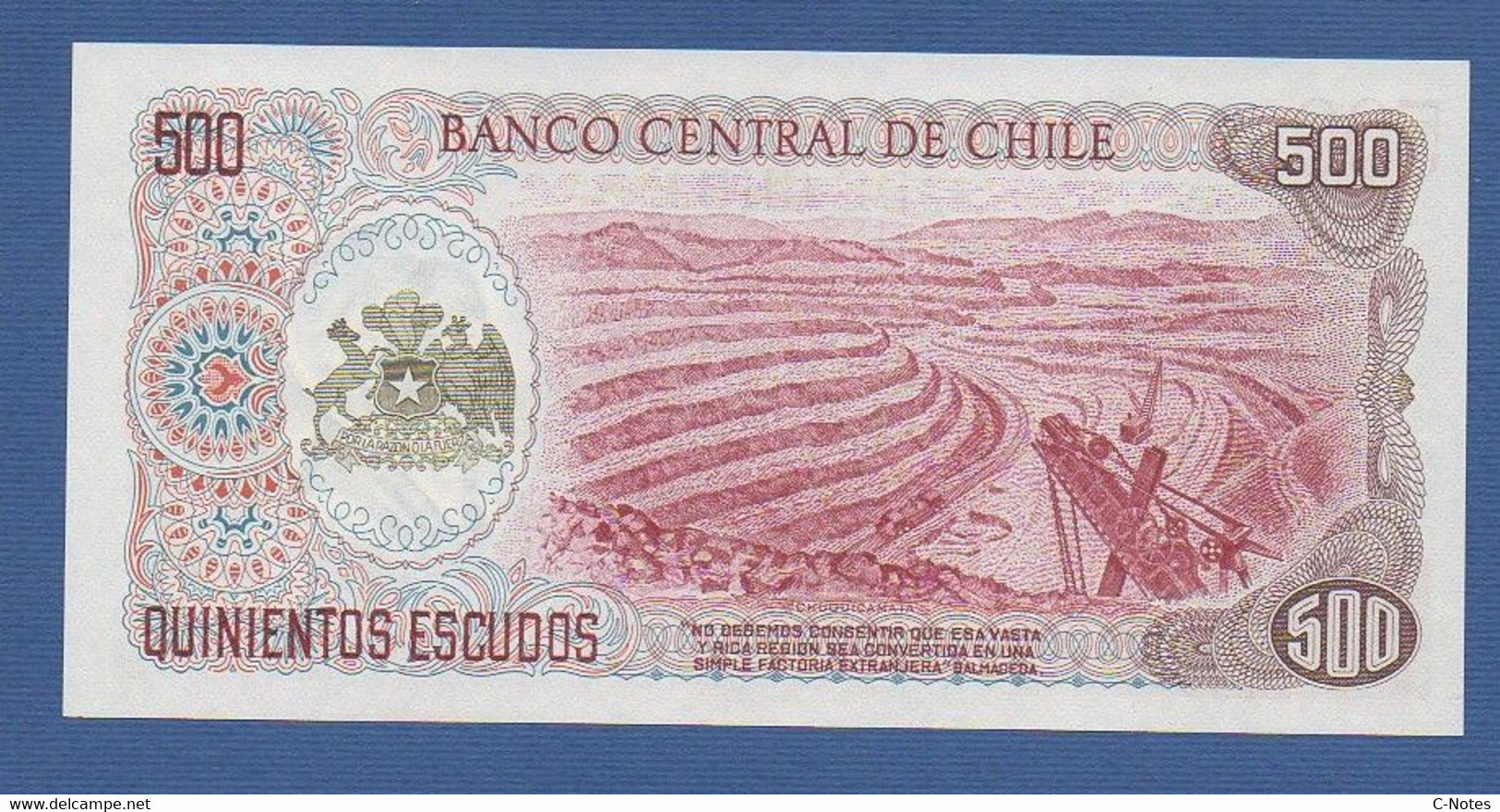 CHILE - P.145a1 – 500 Escudos ND 1971 UNC, Serie B8 2474173 - Chili