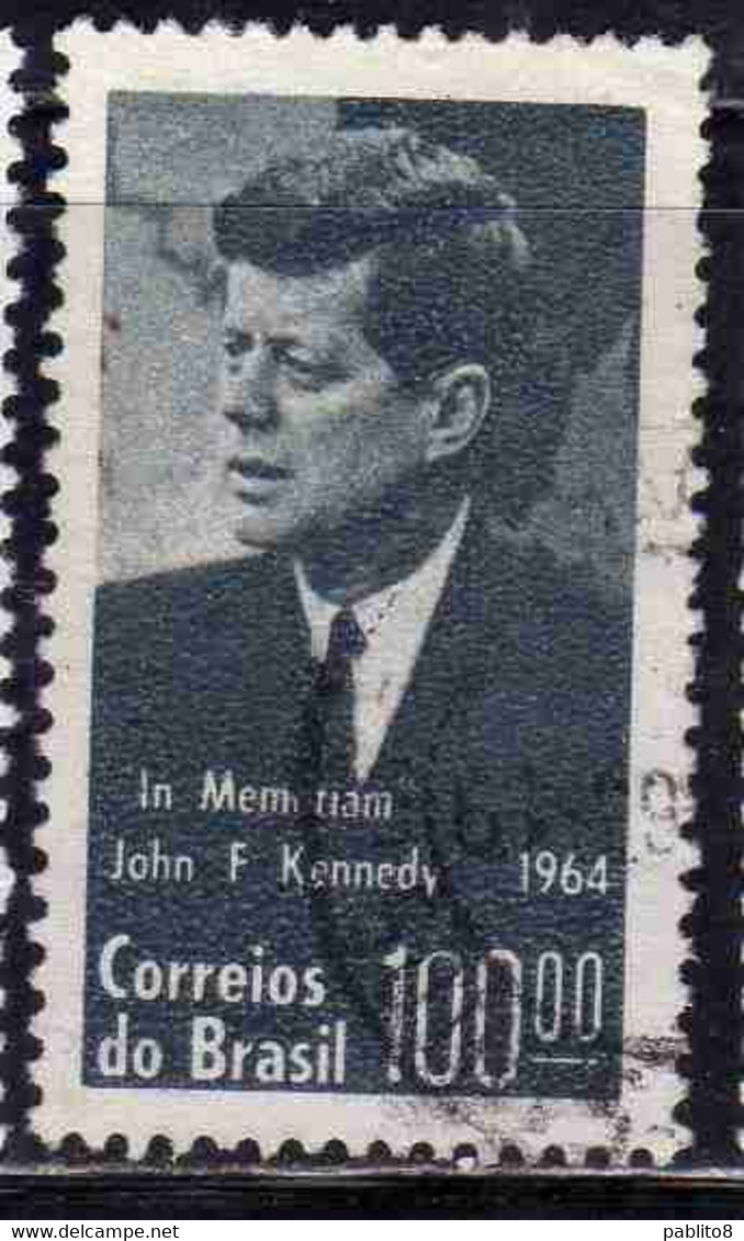 BRAZIL BRASIL BRASILE BRÉSIL 1964 PRESIDENT JOHN F. KENNEDY 100cr USATO USED OBLITERE' - Gebruikt