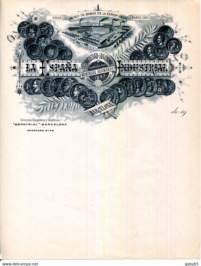 FACTURE.ESPAGNE.BARCELONA.LA ESPANA INDUSTRIAL. - España