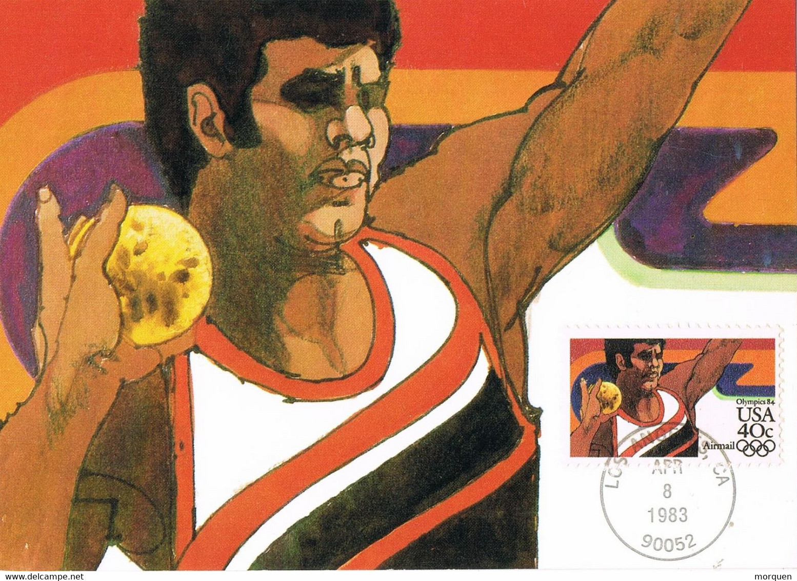 48877. Tarjeta Maxima LOS ANGELES (cal) 1983. Olympic Games 84, Lanzamiento Peso - Cartes-Maximum (CM)