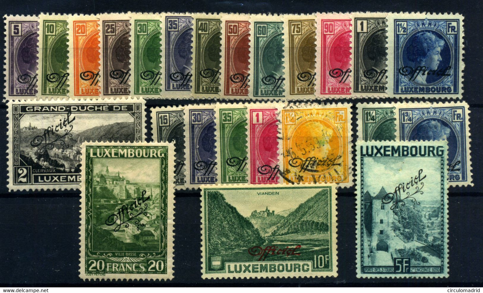 Luxemburgo Servicios Nº 174/87*, 188/94*, 195/7*. Año 1928/35 - 1926-39 Charlotte Rechtsprofil