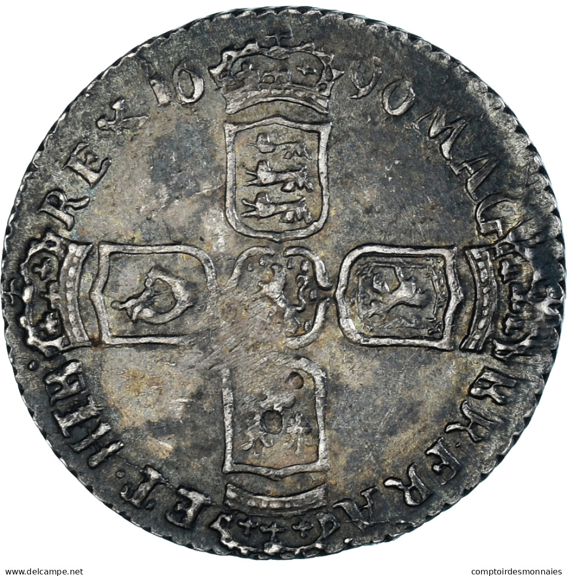 Monnaie, Grande-Bretagne, William III, 6 Pence, 1696, Bristol, TB+, Argent - G. 6 Pence