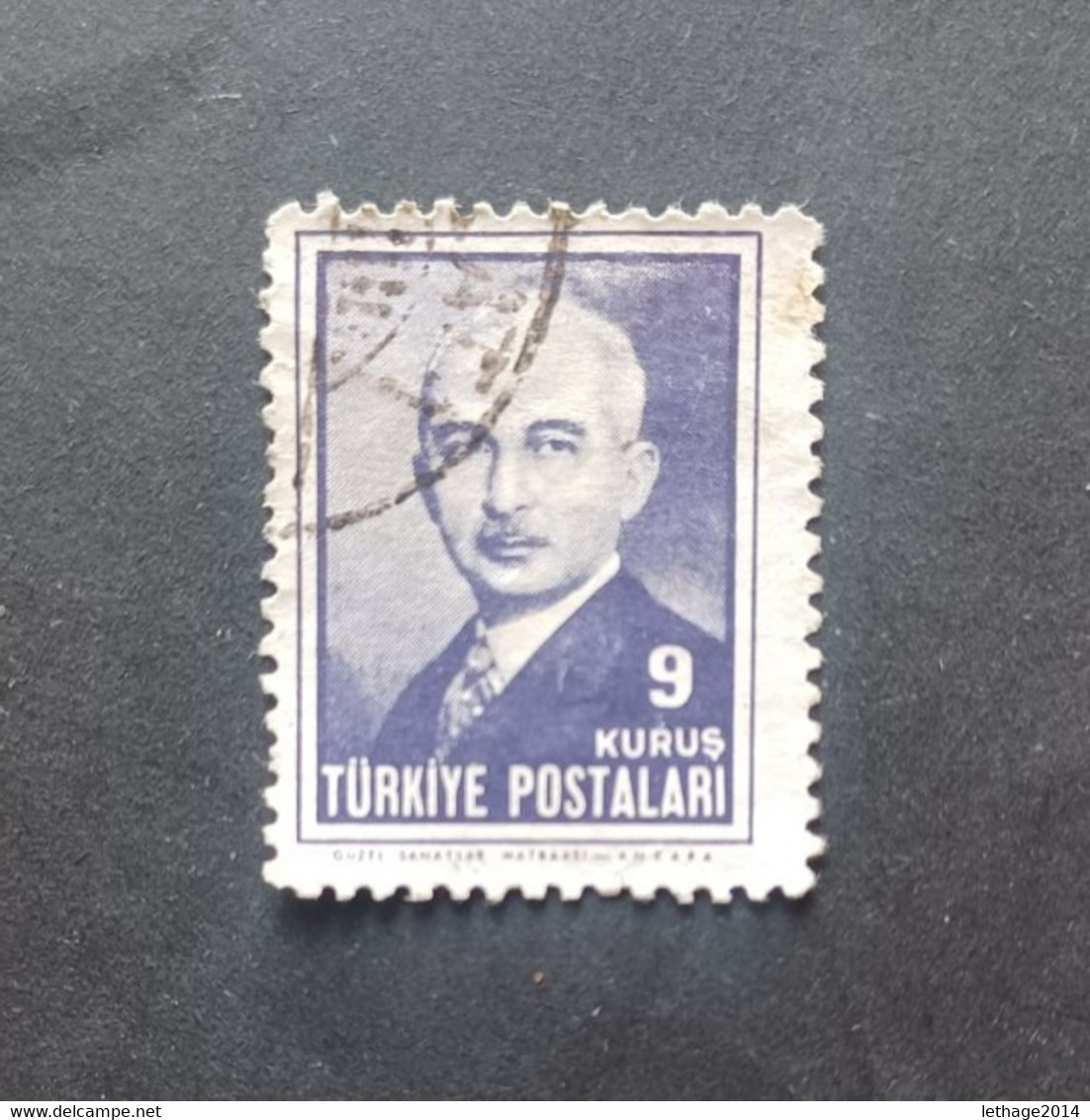 Türkiye 1946 EFFIGY OF  ISMET PRESIDENT COLOR ERROR VIOLET INSTEAD OF GRAY BLACK  7 SCANNER - Used Stamps