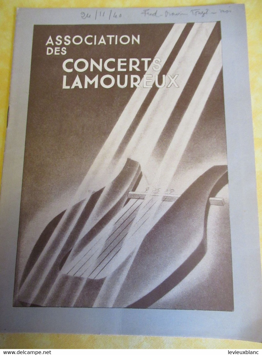 Programme Ancien/Musique/ Salle PLAYEL/Ass..des Concerts LAMOUREUX/ BIGOT Pdt / WAGNER /1940      PROG334 - Programmi