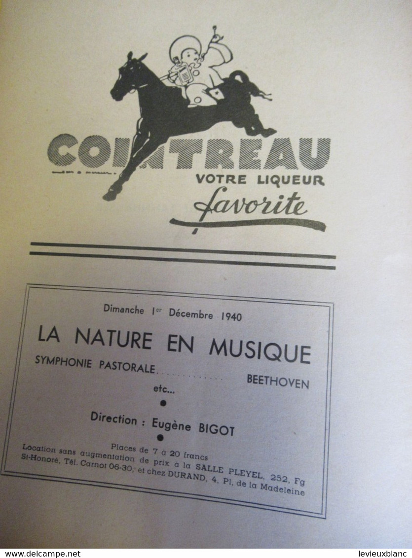 Programme ancien/Musique/ Salle PLAYEL/Ass..des Concerts LAMOUREUX/ BIGOT Pdt / WAGNER /1940      PROG334