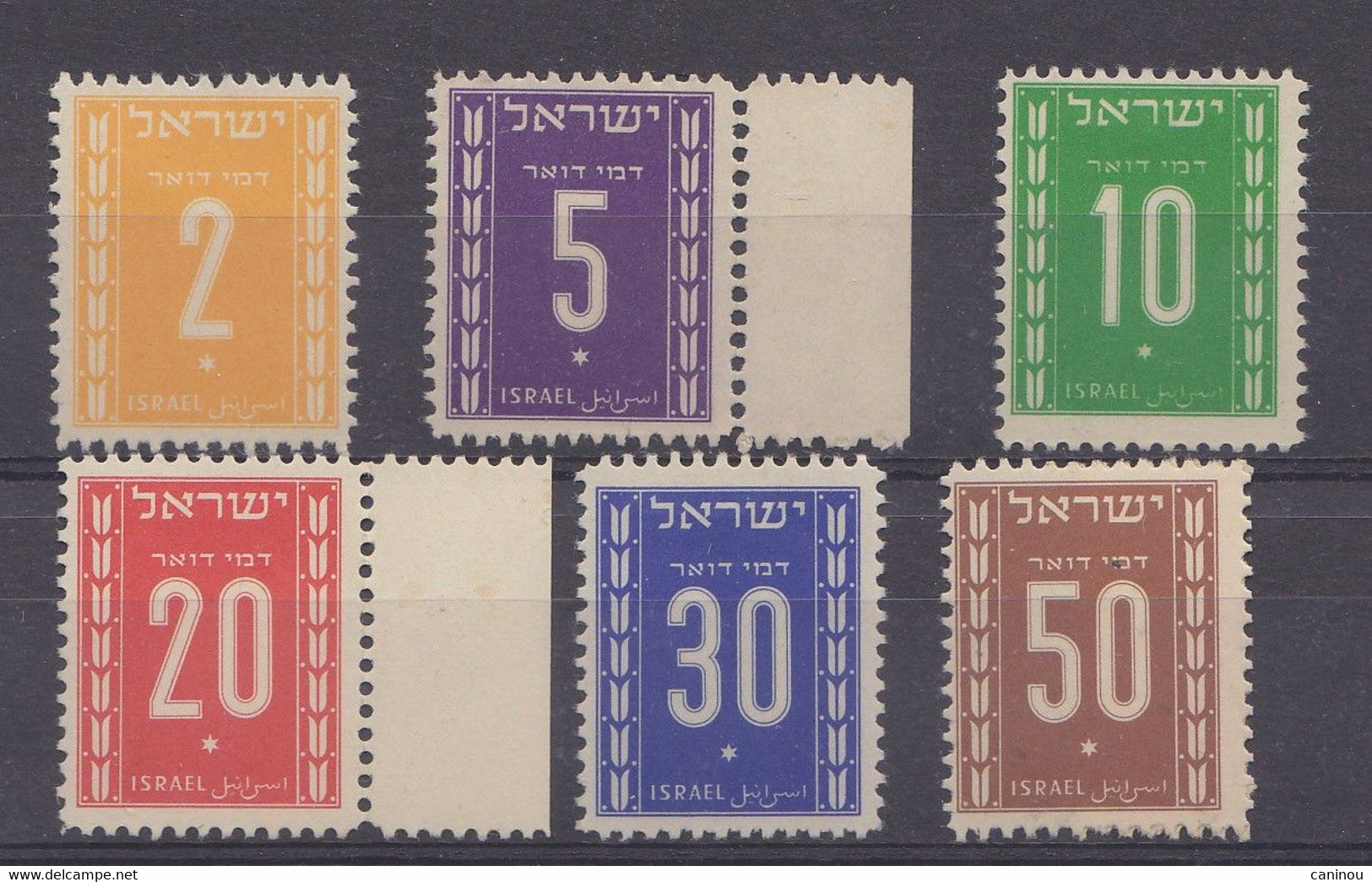 ISRAEL TIMBRES TAXE 1949 Y & T 6-11 NEUFS TRACES CHARNIERES - Strafport