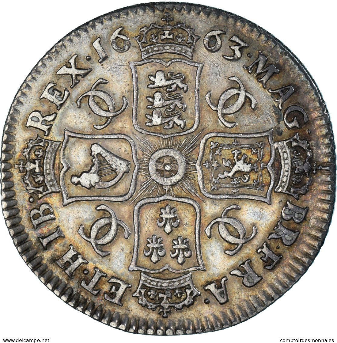 Monnaie, Grande-Bretagne, Charles II, Shilling, 1663, TTB, Argent, Spink:3372 - 1485-1662: Tudor/Stuart