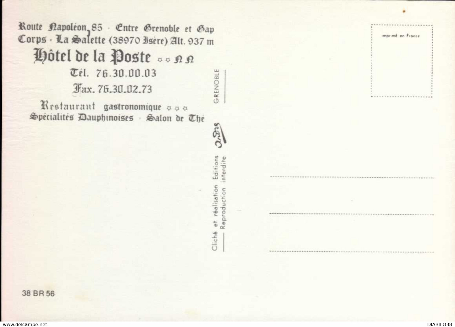 CORPS  ( ISERE )    HOTEL DE LA POSTE - Corps