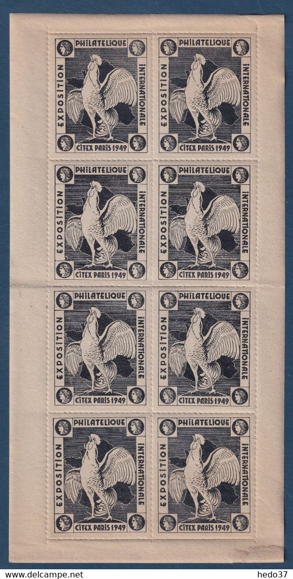 France Vignette Philatélique Citex 1949 N°17a - Noir Sur Chamois - Feuillet De 10 Ex. Neuf ** Sans Charnière - TB - Philatelic Fairs