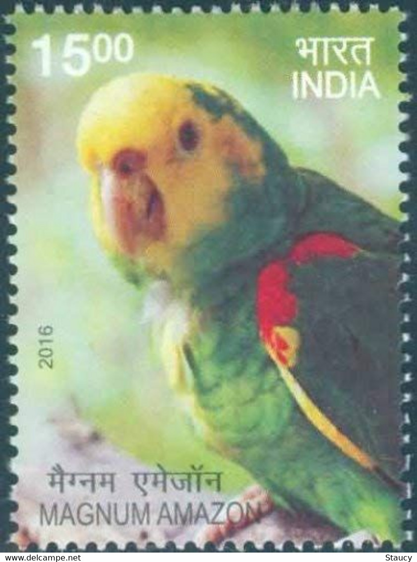 India 2016 Exotic Birds 1v Stamp MNH Macaw Parrot Amazon Crested, As Per Scan - Cuco, Cuclillos