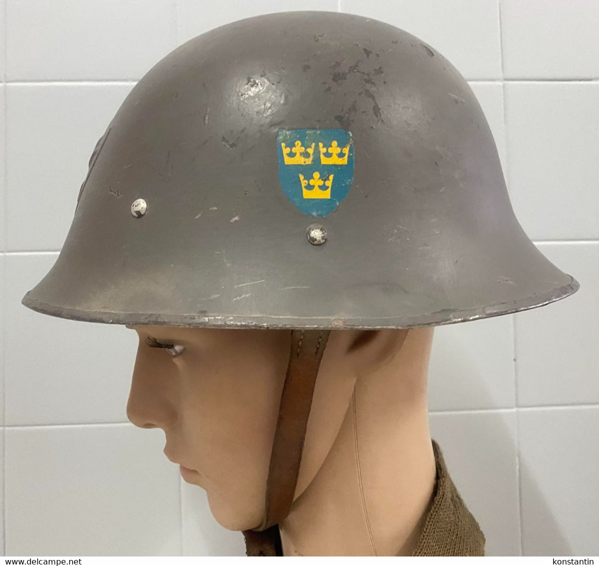 SWEDISH SWEDEN ARMY HELMET WWI Or WWII THREE CROWN - Casques & Coiffures