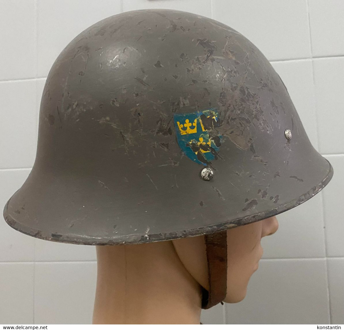 SWEDISH SWEDEN ARMY HELMET WWI or WWII THREE CROWN