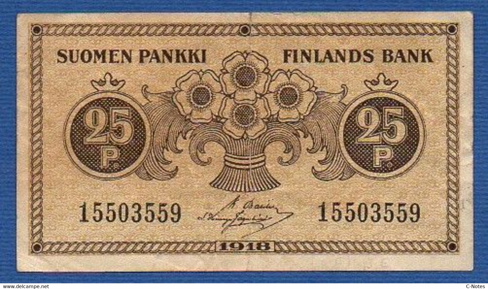 FINLAND - P. 32a (7) – 25 Penniä 1918 VF, Serie 15503559 - Finland