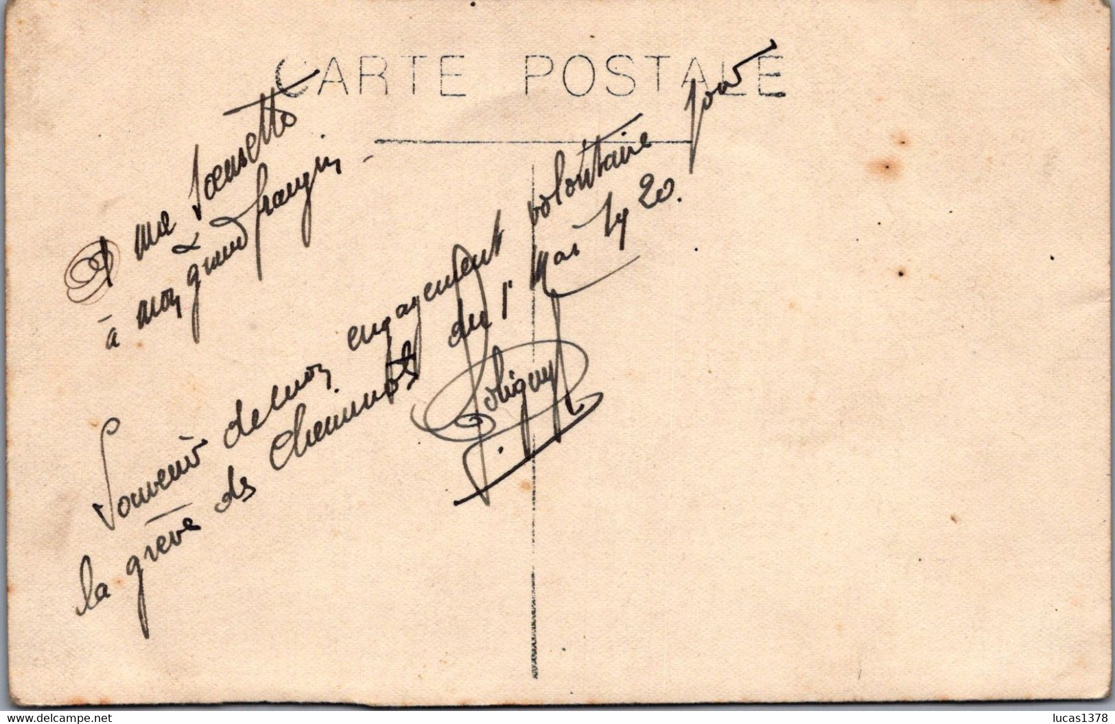 TRES BELLE  CARTE PHOTO / GREVE DES CHEMINOTS 1920 / SOUVENIR ENGAGEMENT VOLONTAIRE - Grèves