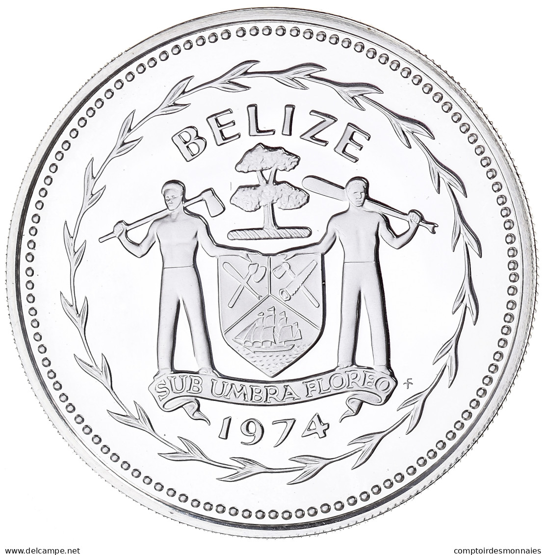 Monnaie, Belize, 5 Dollars, 1974, Franklin Mint, FDC, Argent, KM:44a - Belize