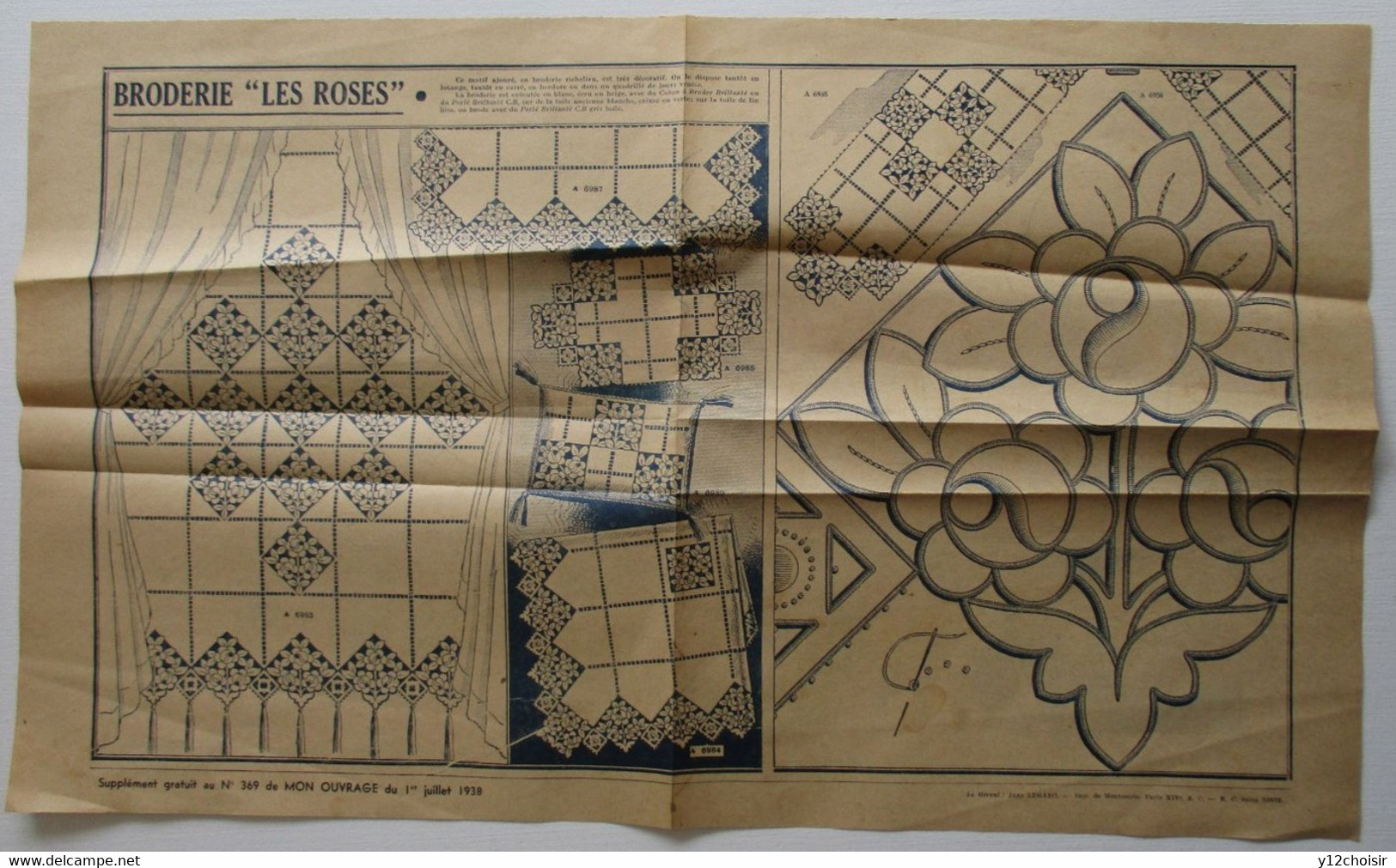 PATRON MODELE BRODERIE 1938 LA HOLLANDE & AU VERSO  LES ROSES - Patterns