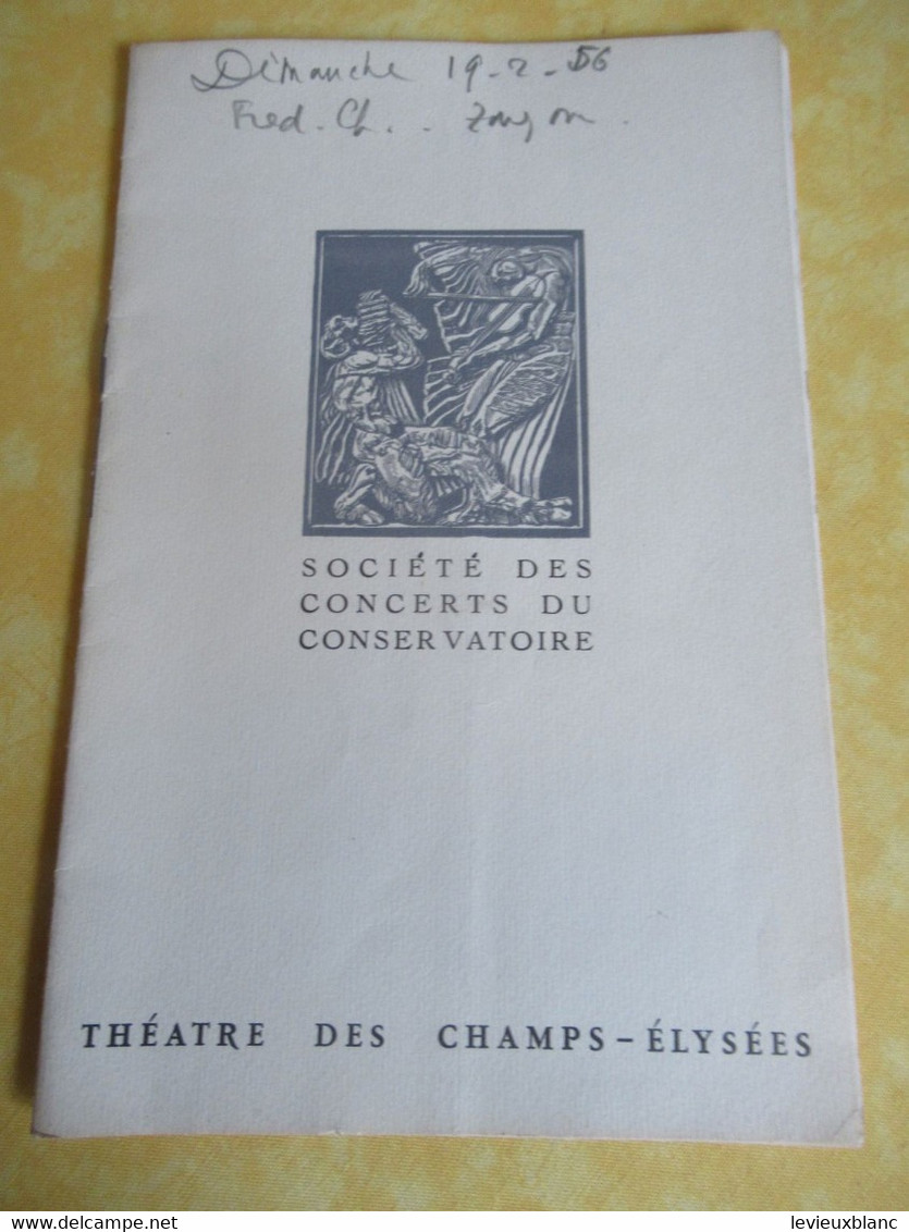 Programme Ancien/Musique/Théâtre Des Champs Elyséees/Sté Des Concerts Du Conservatoire/Festival Beethoven/1956   PROG338 - Programmi