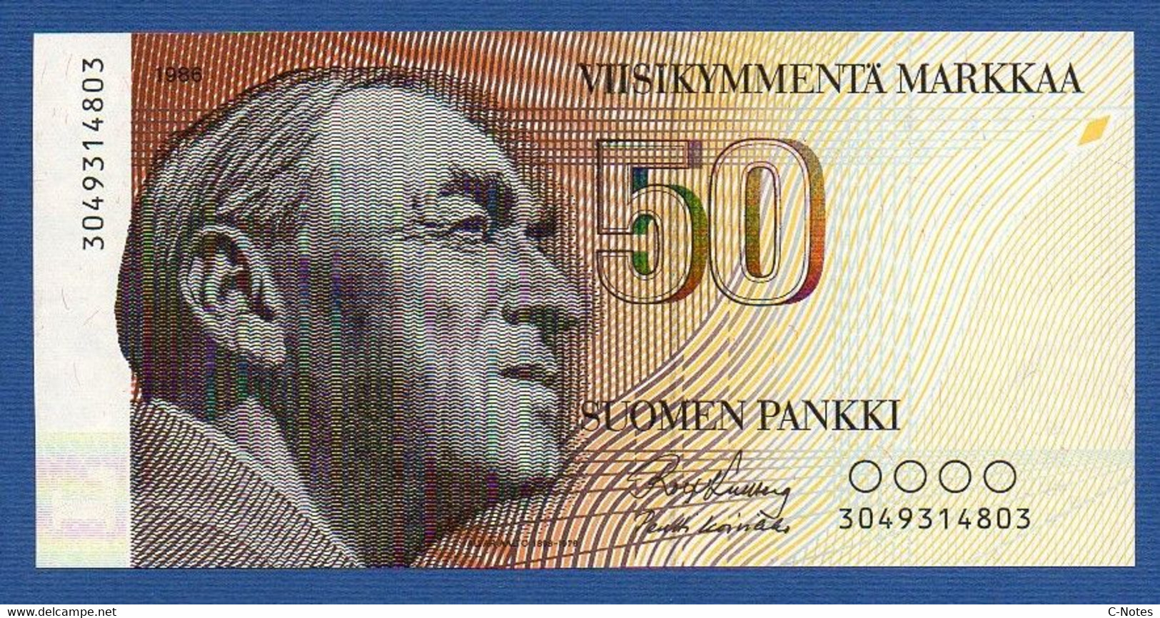 FINLAND - P.114a (9) – 50 Markkaa 1986,  UNC, Serie 3049314803 - Finnland