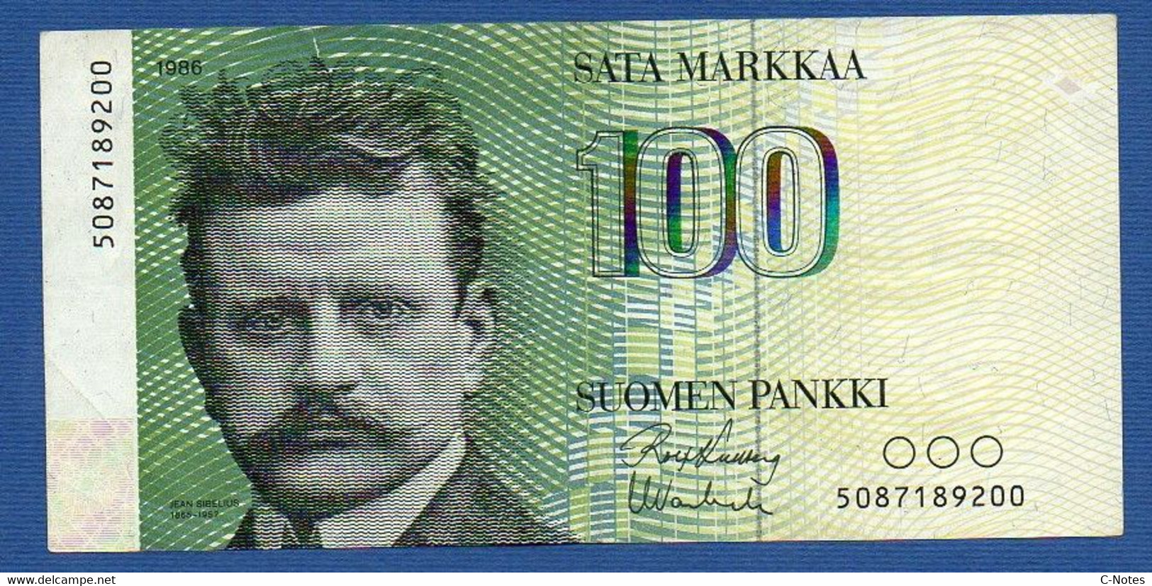 FINLAND - P.115a (12) – 100 Markkaa 1986,  VF/XF, Serie 5087189200 - Finnland