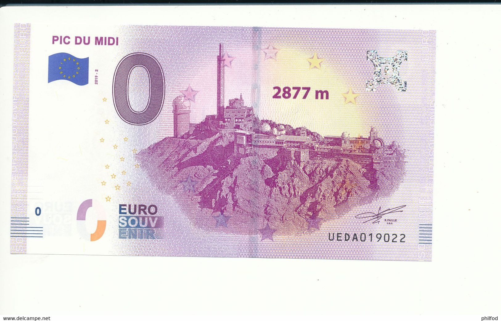 Billet Touristique  0 Euro - PIC DU MIDI 2877M - UEDA - 2019-2 N° 19022 - Autres & Non Classés