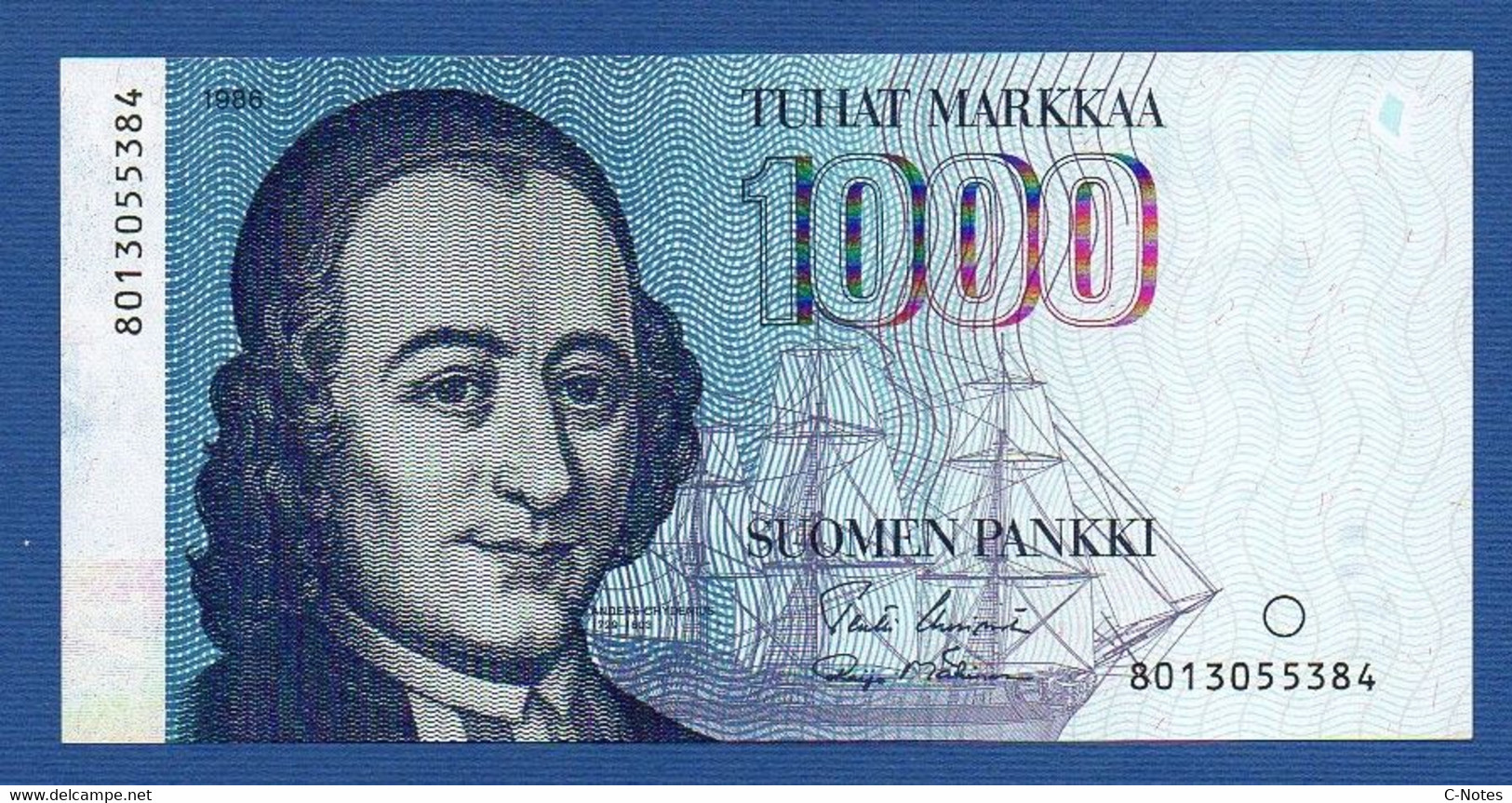 FINLAND - P.117a (4) – 1000 Markkaa 1986,  UNC-, Serie 8013055384 - Finlandia