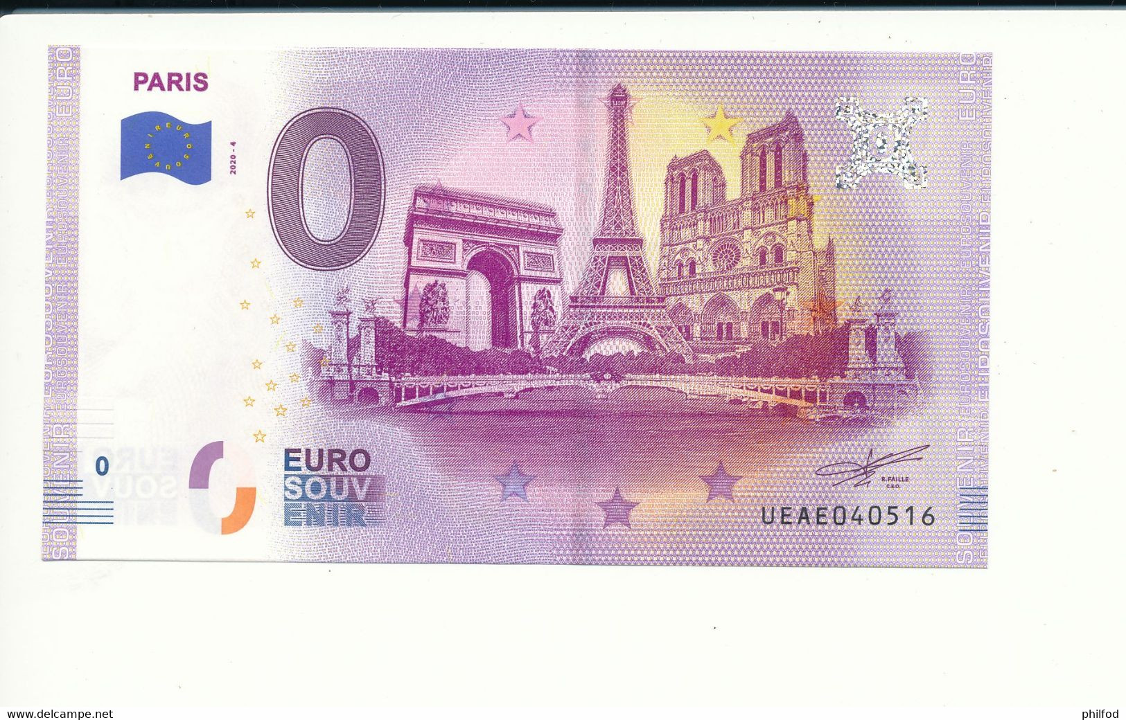 Billet Touristique  0 Euro  - PARIS - UEAE - 2020-4 - N° 40516 - Autres & Non Classés