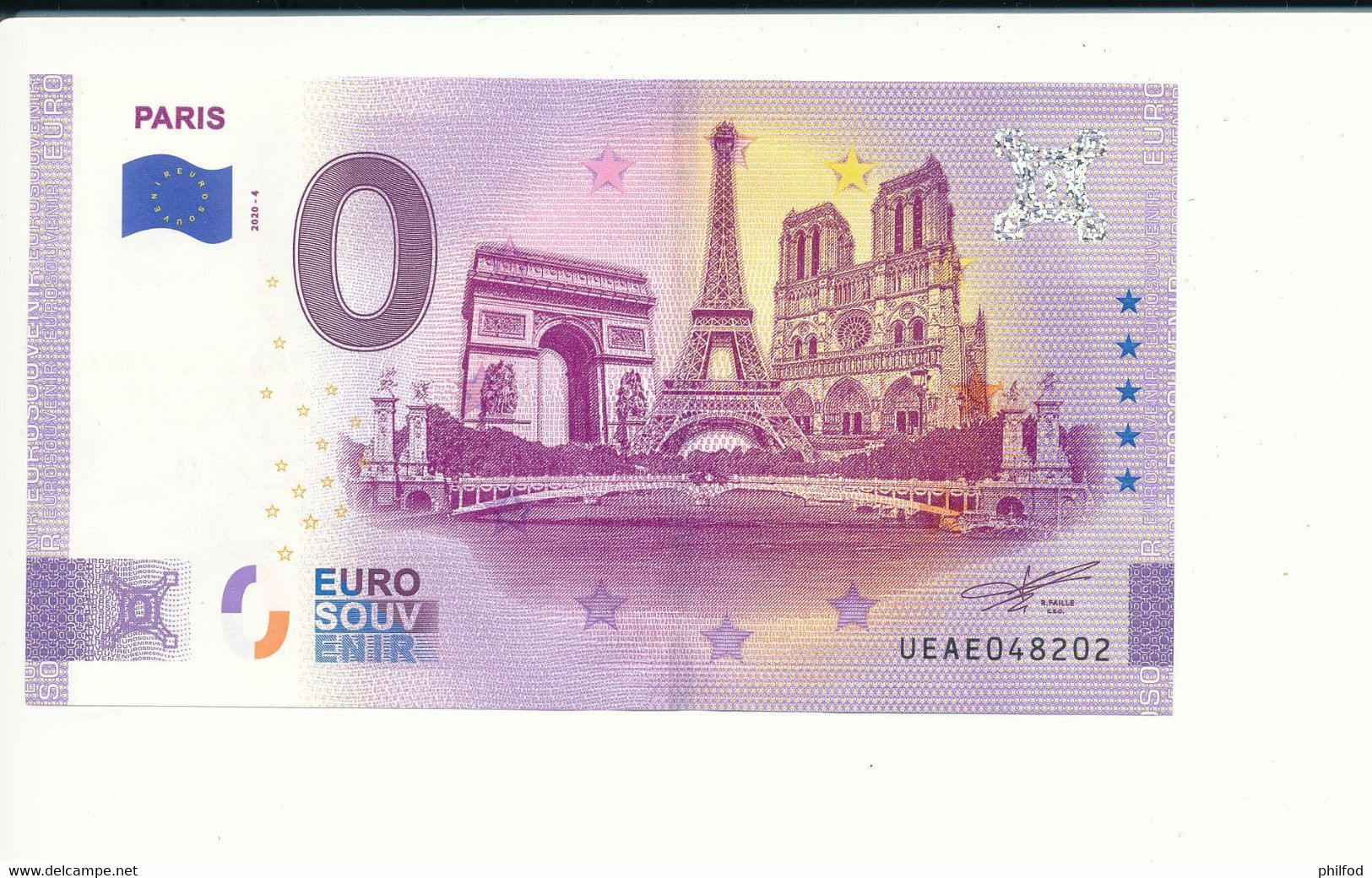 Billet Touristique  0 Euro  - PARIS - UEAE - 2020-4 - ANNIV -  N° 48202 - Autres & Non Classés