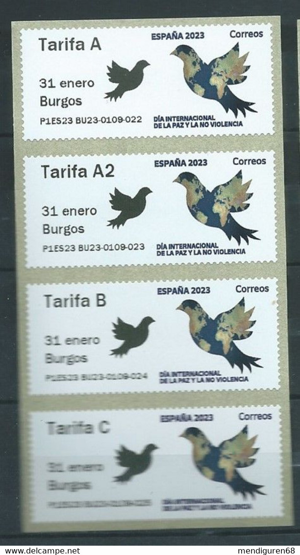 ESPAGNE SPANIEN SPAIN ESPAÑA 2023 ATM STAMPSHOW BRUGOS: INTERNATIONAL PEACE DAY SET 4V MNH - Servizi