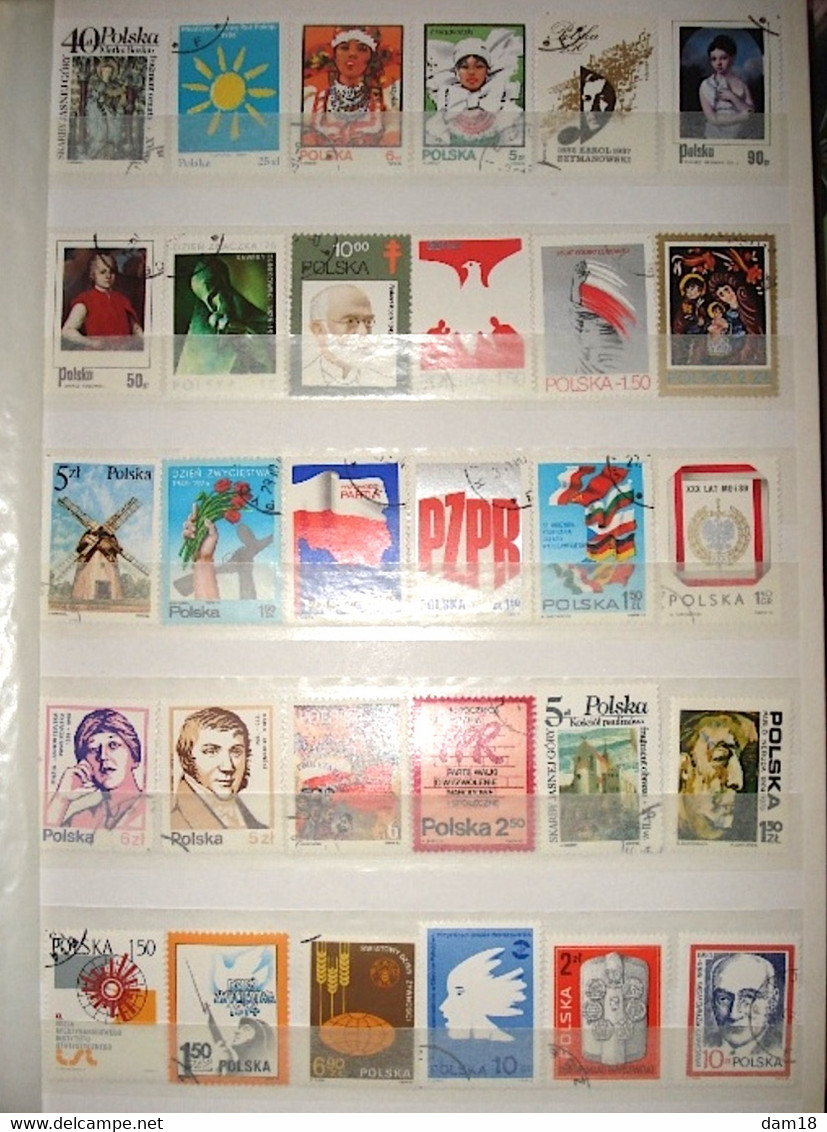 POLOGNE LOT 230 TIMBRES DIFFERENTS DONT ANNEES 80-90 VOIR 6 PHOTOS - Collections