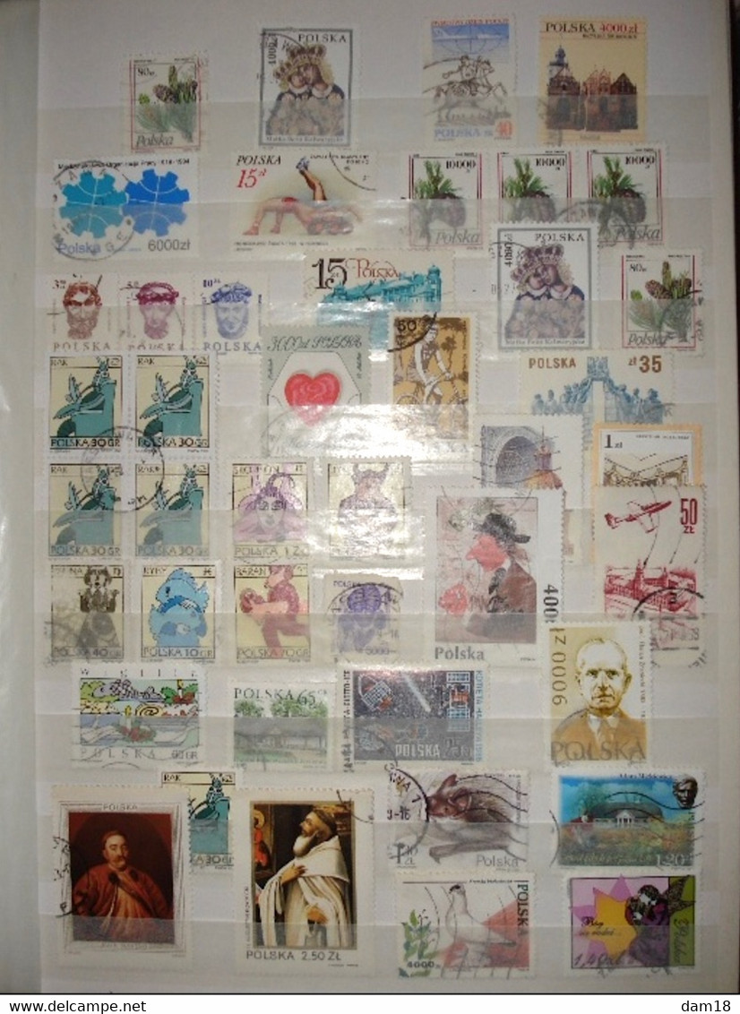 POLOGNE LOT 230 TIMBRES DIFFERENTS DONT ANNEES 80-90 VOIR 6 PHOTOS - Collections