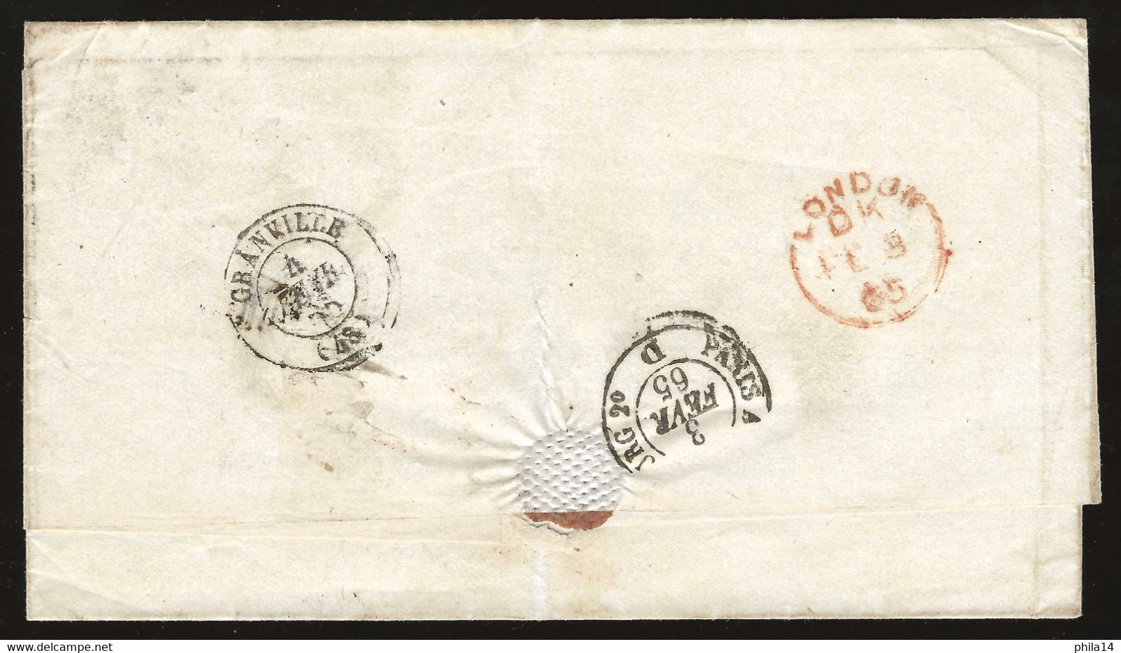 COVER / ONE PENNY VICTORIA / LLANELLY TO GRANVILLE FRANCE 1865 - Briefe U. Dokumente