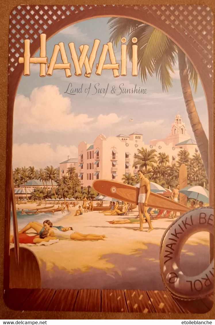 Publicité Hawaii, Waikiki Beach, Land Of Surf And Sunshine - Artwork By Kerne Erickson - Plage, Palmiers - Honolulu