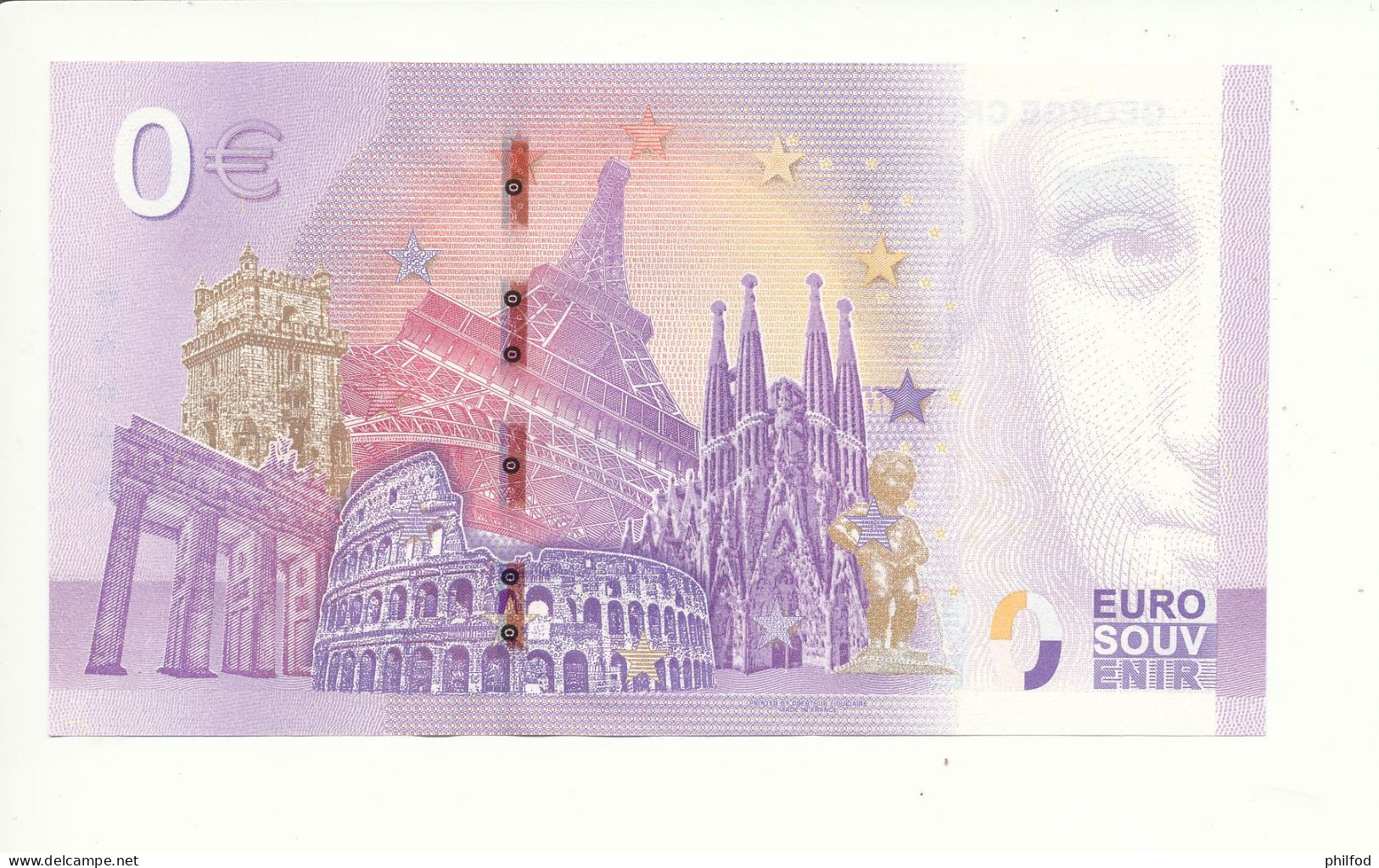 Billet Touristique 0 Euro - GEORGE CROSS ISLAND 75TH ANNIVERSARY END OF WW2 - FEAK -  2020-1 - N° 1485 - Autres & Non Classés