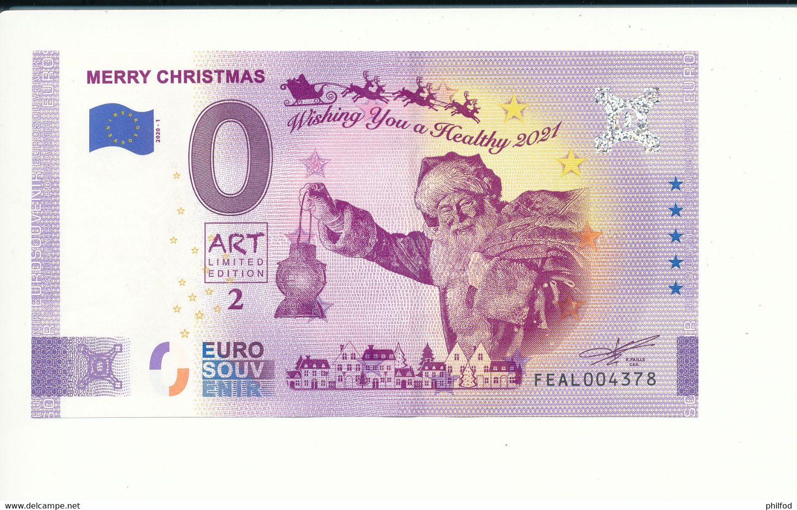 Billet Touristique 0 Euro - MERRY CHRISTMAS - FEAK -  2020-1 - ANNIV - N° 4378 - Autres & Non Classés